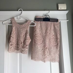 Two piece crop top lace dress